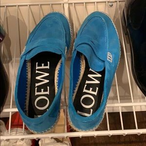 SOLD-LOEWE Turquoise/ Blue Suede slip on Espadrilles